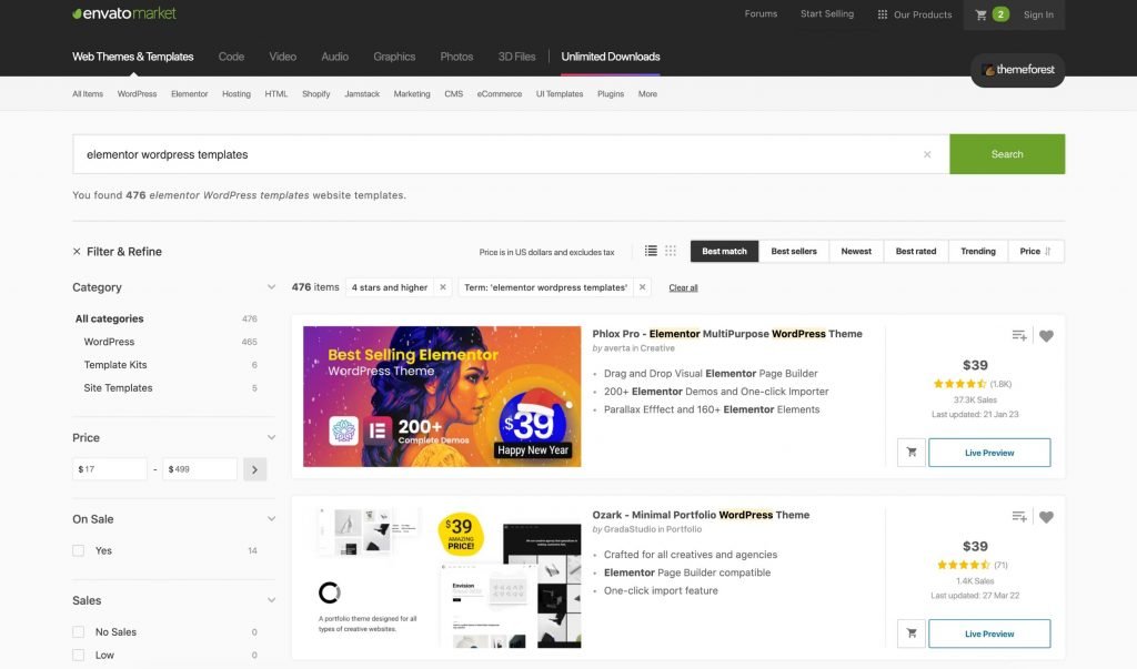 Image of Themeforest Marketplace